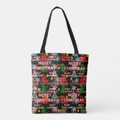 Kerstmis tekst patroon ontwerp tote bag (Achterkant)