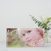 Kerstmis tekstoverlay Sneeuwvlokken & 1 foto Feestdagenkaart (Staand voorkant)