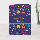 🎄 Kerstmis 🎾 tennis blauw kerstfeest Kaart (Voorkant)