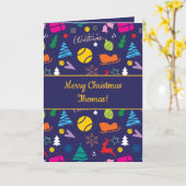 🎄 Kerstmis 🎾 tennis blauw kerstfeest Kaart (Gele Bloem)