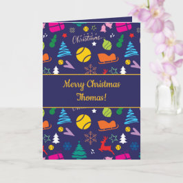 🎄 Kerstmis 🎾 tennis blauw kerstfeest Kaart