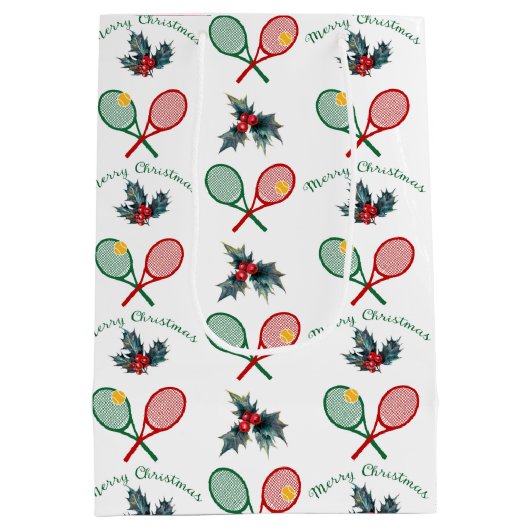 🎄 Kerstmis 🎾 tennis  Medium Cadeauzakje (Achterkant)