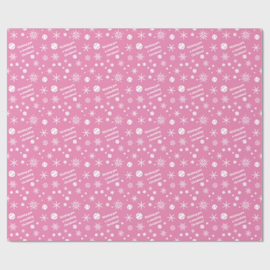 🎄 Kerstmis 🎾 tennis roze aangepaste tekst Cadeaupapier (Vlak)