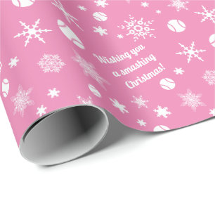 🎄 Kerstmis 🎾 tennis roze aangepaste tekst Cadeaupapier