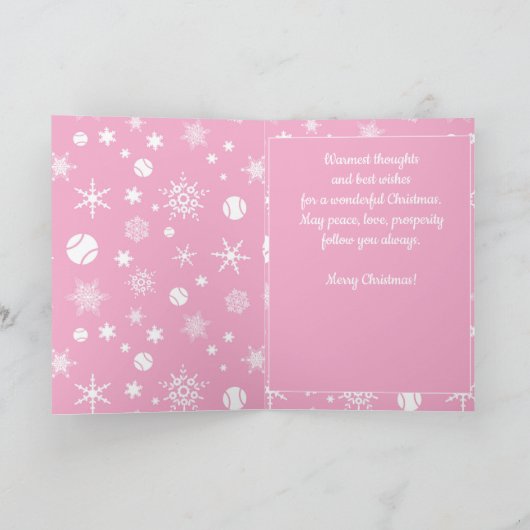 🎄 Kerstmis 🎾 tennis roze en wit Kaart (Binnen)