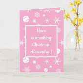 🎄 Kerstmis 🎾 tennis roze en wit Kaart (Gele Bloem)