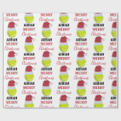 Kerstmis Tennis Sport Ball Aangepaste naam Cadeaupapier (Vlak)