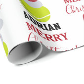 Kerstmis Tennis Sport Ball Aangepaste naam Cadeaupapier (Rol Hoek)