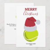 Kerstmis Tennis Sport Ball Aangepaste naam Feestdagenkaart (Voorkant / Achterkant)