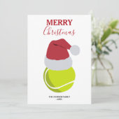 Kerstmis Tennis Sport Ball Aangepaste naam Feestdagenkaart (Staand voorkant)