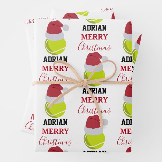 Kerstmis Tennis Sport Ball Aangepaste naam Inpakpapier Vel (In situ)
