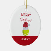 Kerstmis Tennis Sport Ball Aangepaste naam Keramisch Ornament (Rechts)