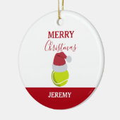 Kerstmis Tennis Sport Ball Aangepaste naam Keramisch Ornament (Links)