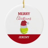 Kerstmis Tennis Sport Ball Aangepaste naam Keramisch Ornament (Achterkant)
