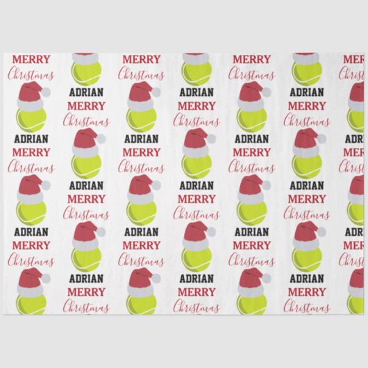 Kerstmis Tennis Sport Ball Aangepaste naam Tissuepapier (Voorkant)
