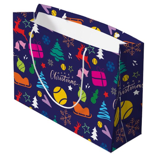 🎄 Kerstmis 🎾 tennisblauw Groot Cadeauzakje (Achterkant Gekanteld)