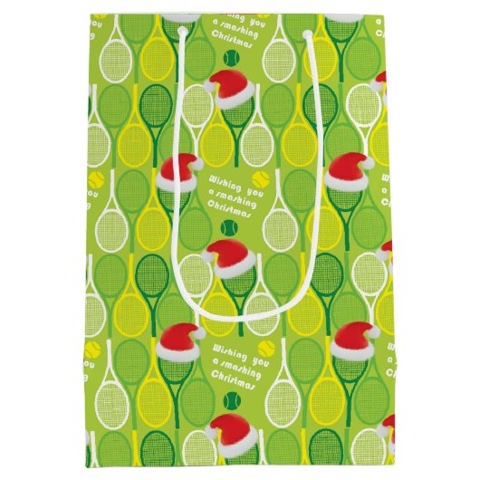 🎄 kerstmis 🎾 tennispatroon  medium cadeauzakje (Achterkant)