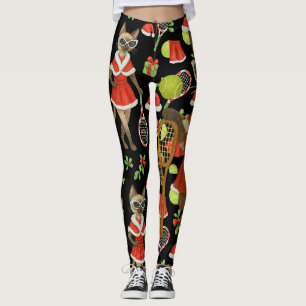 Kerstmis-tennisthema voor Siamese kat liefhebbers Leggings