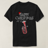 Kerstmis Tenor Horn Messing Muzikant Santa Hat Xma T-shirt (Design voorkant)