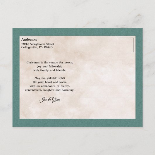 Kerstmis ter wereld in sneeuw Briefkaart (Achterkant)