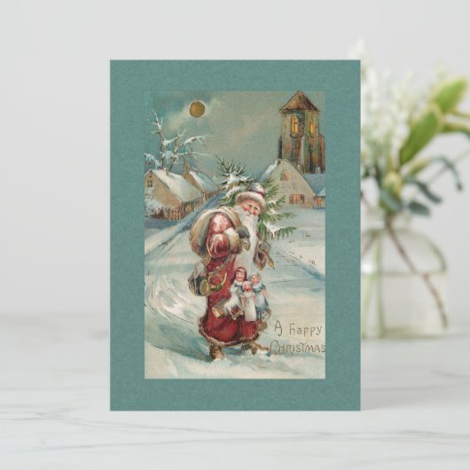 Kerstmis ter wereld in sneeuw Feestdagenkaart (Staand voorkant)