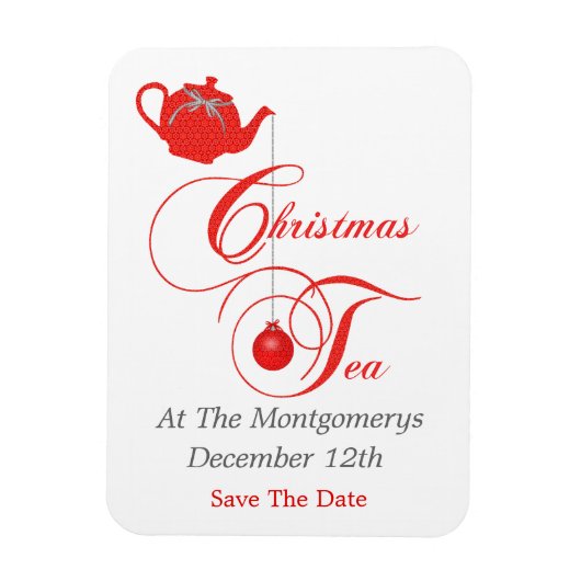 Kerstmis thee feest, bewaar de datum magneet (Verticaal)