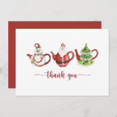 Kerstmis theepotten, Feest Bedankkaart (Voorkant / Achterkant)