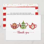 Kerstmis theepotten, Feest Bedankkaart (Voorkant / Achterkant)