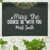 Kerstmis-thema golf voor golfer theedoek (Gevouwen)