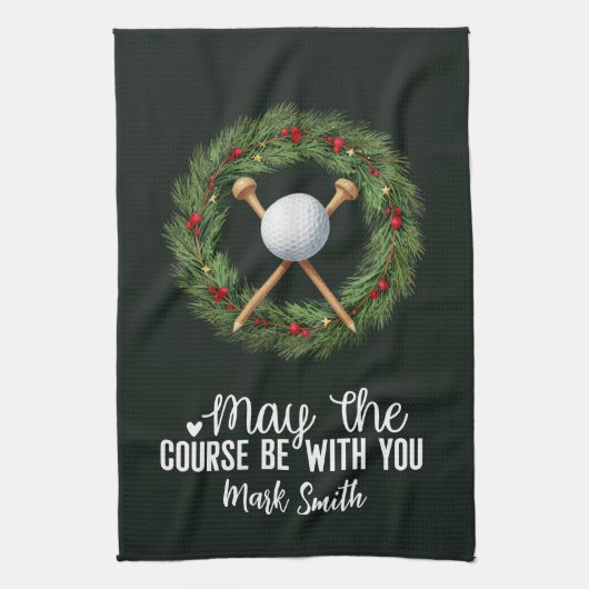 Kerstmis-thema golf voor golfer theedoek (Verticaal)