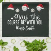 Kerstmis-thema golf voor golfer  theedoek (Gevouwen)