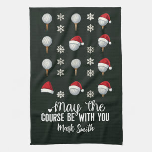 Kerstmis-thema golf voor golfer theedoek