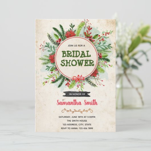 Kerstmis - thema Uitnodiging (Staand voorkant)