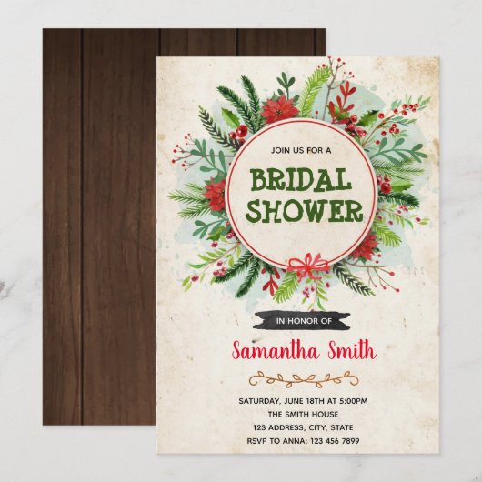 Kerstmis - thema Uitnodiging (Voorkant / Achterkant)