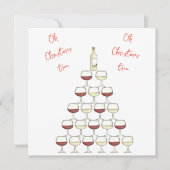 Kerstmis thema uitnodiging; wijnboom; wijnglas kaart (Voorkant)