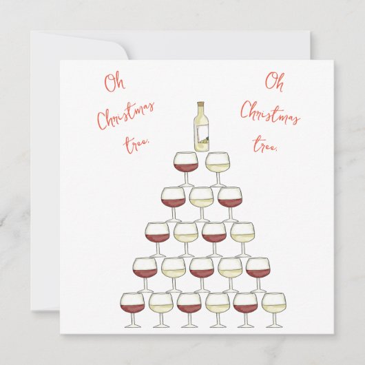 Kerstmis thema uitnodiging; wijnboom; wijnglas kaart (Voorkant)