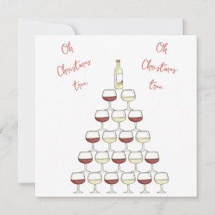Kerstmis thema uitnodiging; wijnboom; wijnglas kaart