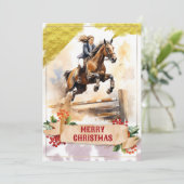 Kerstmis Tiener Meisje Paard Over Sprong Kaart (Staand voorkant)