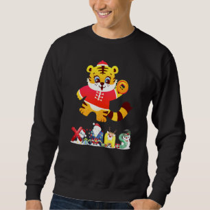 Kerstmis Tijger Gezicht Boom Sneeuw Pyjama Kerstmi Trui