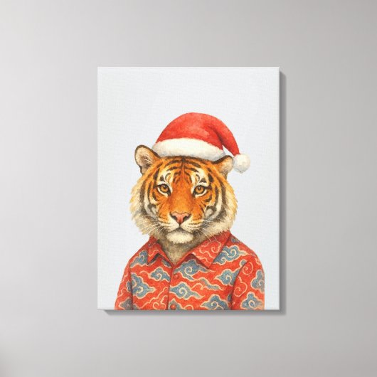 Kerstmis Tijger indie Canvas Afdruk (Voorkant)