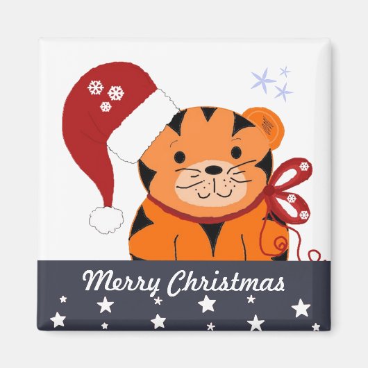 Kerstmis Tijger Magneet (Voorkant)