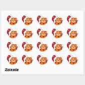 Kerstmis Tijger Ronde Sticker (Vel)