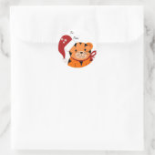 Kerstmis Tijger Ronde Sticker (Tas)