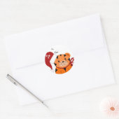 Kerstmis Tijger Ronde Sticker (Envelop)