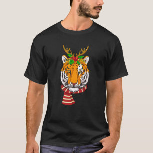 Kerstmis Tijgerkat Santa Claus Rendier Kerstmis Ti T-shirt