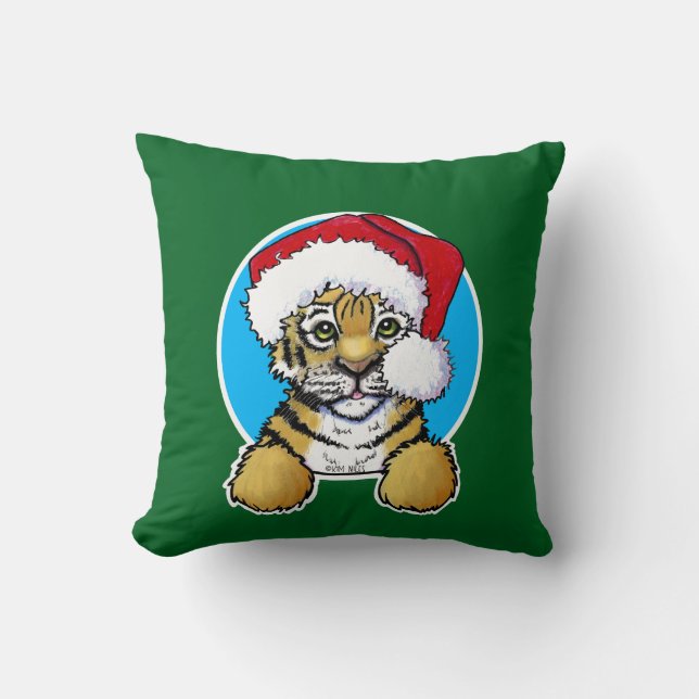 Kerstmis Tijgerwelp Kussen (Voorkant)