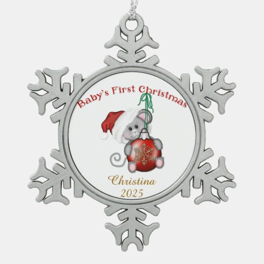Kerstmis Tin Sneeuwvlok Ornament (Voorkant)