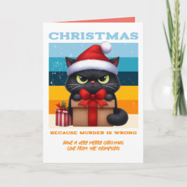 Kerstmis Tinsel Grappige Kat Retro Kerst Foto Feestdagen Kaart