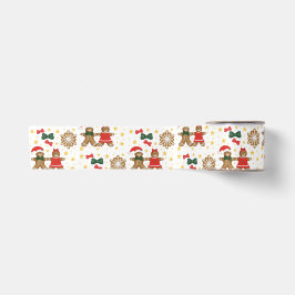 Kerstmis Tissuepapier met Peperkoek Koek Patroon Satijnen Lint