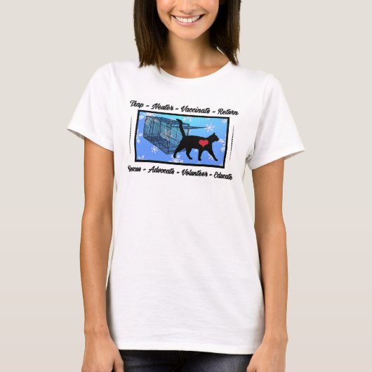 Kerstmis TNR Cat Rescue Trap Neuter Holidage T-shirt (Voorkant)
